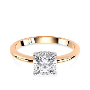 Anillo de compromiso de diamante cultivado en laboratorio con corte cojín, certificado IGI, de oro blanco de 10K, con engaste solitario tipo tulipán, de lujo para fiesta nupcial - Product Image 1