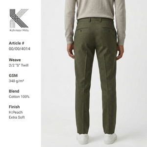 Pantalones Chinos de Algodón para Hombre, 340 g/m², Tejido Twill 2/2, Estilo Casual Elegante, Ropa de Trabajo, Fabricante y Proveedor OEM ODM - Product Image 3