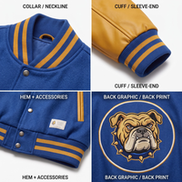 Blouson universitaire OEM personnalisé pour homme, en laine épaisse 550 g/m², manches en cuir PU, style vintage motorsport, coupe ample