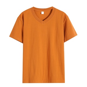 T-shirt d'été ample en coton pur à col en V et manches courtes, broderie personnalisée du logo OEM, fabrication chinoise BD, vêtement de travail anti-humidité - Product Image 4