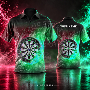 เสื้อโปโลผู้ชาย CIVIC SPORTS แขนสั้น พิมพ์ลายดิจิทัล ระบายอากาศได้ดี ผลิตจากโพลีเอสเตอร์ ดีไซน์สปอร์ต ซิปด้านหน้า - Product Image 1