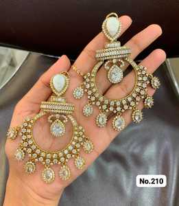 Colliers ras du cou indiens RK Art Jewelry en laiton plaqué or avec zircone cubique et moissanite pour femmes, modèle n° 210 - Product Image 5