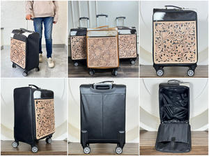 กระเป๋าเดินทางหนังวัวแท้ลายสลักมือ พร้อมส่ง ทนทาน ป้องกันการโจรกรรม พร้อมซิปปิด - Product Image 3