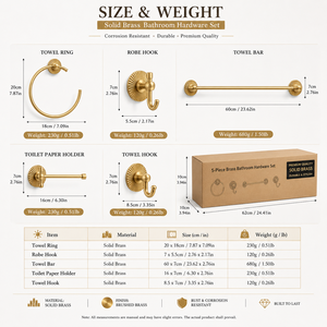 Solid Brass Bathroom Hardware Set Wall Mounted Towel Bar Towel Ring Robe <b>Hook</b> Toilet Paper Holder Luxury Bathroom Accessories - Product Image 5