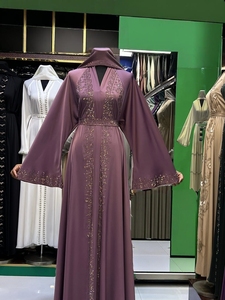 Abaya de Alta Calidad, Modesta, Estilo Dubái, con Cuentas y Lentejuelas, Manga Larga, Tradicional Musulmana, Hecha a Mano, para Boda, Transpirable, Cuello en V - Product Image 4
