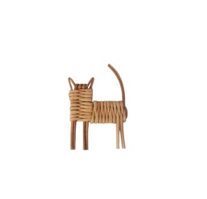 Figura de Gato en Miniatura de Ratán Artesanal con Ratán, Regalo Ecológico, Figura de Animal para Decoración de Mesa - Product Image 1