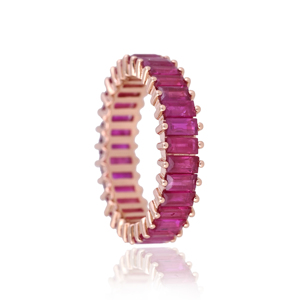 Anillo de Eternidad Ivaan Jewels para Mujer, Moderno, de Oro Rosa, Amarillo y Blanco de 18K, con Esmeralda, Rubí y Zafiro Naturales Engastados en Garras, con Piedras Preciosas Finas - Product Image 3