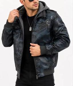 Chaqueta Bomber con Capucha de Cuero PU Sólido para Hombre, Cuello Mandarín, Cierre de Cremallera Transpirable, Manga Regular, Ropa Exterior Cortavientos de Otoño - Product Image 6