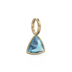 Swiss Blue Topaz 5mm 14k Yellow <b>Solid</b> <b>Gold</b> Charm <b>Pendant</b> Bezel Jewelry Finding / November Birthstone / Trillion Cut Blue - Product Image 5