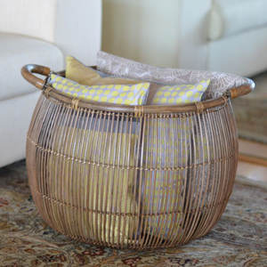 Cesta decorativa de ratán natural hecha a mano, organizador de almacenamiento tejido - Product Image 1