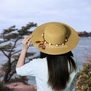 Haute couture été chapeau de paille broderie à la main haut produit pour la Protection solaire Vietnam gros artisanat plaine motif dentelle - Product Image 1