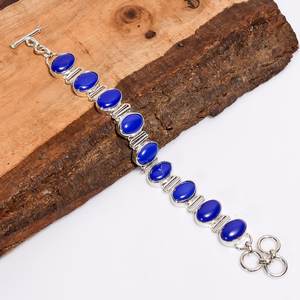 Pulsera vintage de plata de ley con lapislázuli, joyería bohemia hecha a mano, regalo para mujeres y niñas - Product Image 1