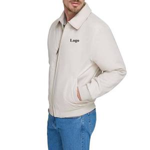 Men's Reversible Bomber <b>Jacket</b> Turn-down Collar Zipper Closure Casual Style Polyester <b>Fleece</b> <b>Lining</b> Solid Color - Product Image 2