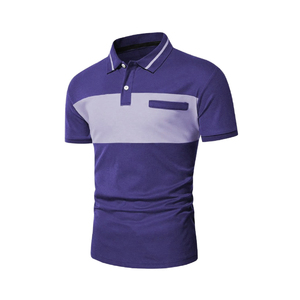 Polo transpirable para hombre, 140 GSM, 100% poliéster, bloques de color, manga corta, ajuste cómodo, ropa casual de verano, polos personalizados - Product Image 3