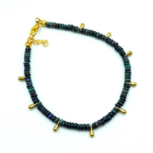 HAYAAT GEMS Natural Black Ethiopian Opal Welo <b>Fire</b> Luxury Beads Bracelet Roundel Beads Anniversary Gift for Unisex - Product Image 1