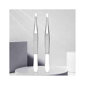 Pinzas Profesionales Duraderas y Reutilizables de Acero Inoxidable para Cejas y Pestañas, Diseño de Punta Inclinada, Diferentes Funciones de Maquillaje, Personalizadas - Product Image 4