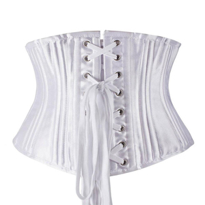 Women <b>White</b> Satin Waist Cincher Firm Control Shapewear Hook-and-Eye Design Breathable Daily Use <b>Corset</b> Style - Product Image 2