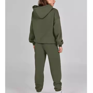 Ensemble de survêtement OEM pour femme : sweat à capuche et pantalon de jogging, 100 % coton molletonné, 2 pièces, 450 GSM - Product Image 3