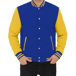 Vestes bomber en cuir pour hommes avec broderie chenille personnalisée, manches en cuir, style baseball, pour l'hiver, grandes tailles, avec fourrure de mouton - Product Image 1
