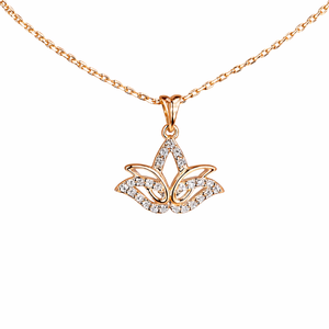 14K Gold Lab Grown Diamond Lotus Flower Pendant Necklace for Women Spiritual Yoga Lotus Lily Petal Necklace Birthday Gift - Product Image 5