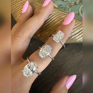 Bague de luxe en diamant de laboratoire taille ovale pour femme, en argent sterling, pour fiançailles, mariage, anniversaire, bijoux fins modernes, cadeau - Product Image 3