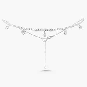 Diamond <b>Choker</b> Necklace Custom Dangle Pear Round Baguette Lab Grown Prong Set Adjustable Layering Lobster Clasp 14K Solid Gold - Product Image 3