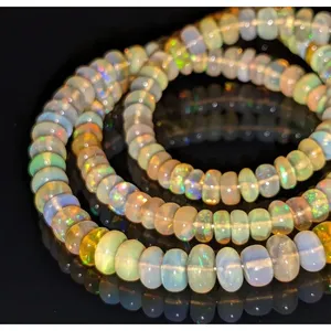 Smooth Ethiopian Welo <b>Fire</b> Opal AAA+ Grade Rondelle Bead 5-<b>7</b> mm 16-inch Crystal Lampwork & Glass Bead 59.85 Carat - Product Image 3