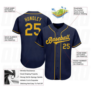 Camiseta de Béisbol Personalizada Azul Marino y Dorado, Auténtica, para Softbol, Impresión por Sublimación, Uniformes de Béisbol Sublimados para Equipos - Product Image 2