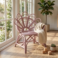 Silla Infantil de Ratán, Moderna, Plegable y Portátil, con Respaldo de Listones, para Dormitorio y Sala de Estar, sin Brazos