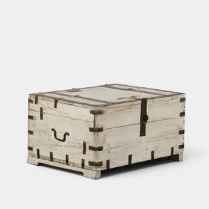 Vintage Heritage Reclaimed Wood <b>Storage</b> Trunk <b>Chest</b> Box Coffee Table with Metal Fittings for Bedroom Living Dining Farmhouse - Product Image 1