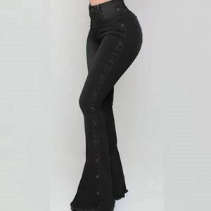 Pantalones Vaqueros Acampanados con Efecto Desgastado Personalizados, Nuevos Pantalones de Mezclilla Elegantes de Alta Calidad, 100% Algodón, Diseño Stone, Pantalones para Mujer - Product Image 3