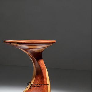 Luxury Sculptural Tapered Solid Wood Side <b>Table</b> Modern Handcrafted Cedar Ottoman & End <b>Table</b> for Designer Home Hotel Decor - Product Image 2