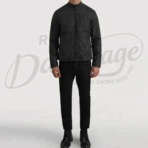 เสื้อแจ็คเก็ตบุหนาบุนวมสีดำสำหรับผู้ชาย คอตั้ง ทรงเข้ารูป อุ่นสบาย กันลม น้ำหนักเบา เหมาะสำหรับฤดูหนาว - Product Image 5