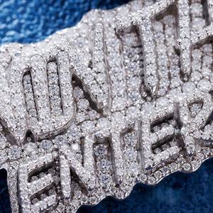 Pendentif Lettre Initiale Personnalisé en Argent 925 Plaqué Rhodium avec Moissanite D VVS Effet Diamant Glacé pour Femme et Homme, Style Hip Hop - Product Image 2