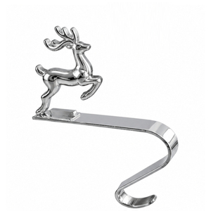 Soporte de Lujo para Calcetines Navideños con Diseño de Reno en Metal Plateado, Gancho Antideslizante de Aleación de Zinc para Chimenea, Resistente, Venta al Por Mayor - Product Image 1