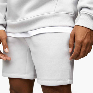 Shorts Bermuda en Coton Tricoté Blanc pour Homme, Taille Élastique, Style Décontracté avec Poches, Couleur Unie, Coupe Confortable Taille Moyenne - Product Image 6