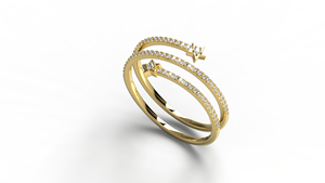 Anillo de Lujo de Oro de 18K con Diamantes en Espiral, Banda Doble Enrollada, Diseño Celestial Pavé, Corte Brillante Redondo, Joyería para Mujer - Product Image 2