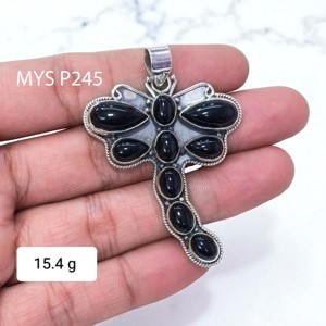 Nature Black Onyx Butterfly Fine Pendant Necklace 925 Sterling Silver Handmade Fine Jewelry Gift For <b>Wife</b> Ethnic Style Jewelry - Product Image 1