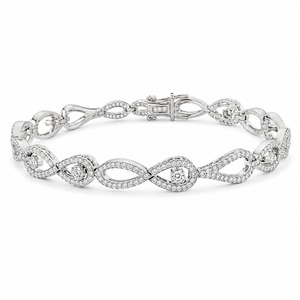 Bracelet Infinity en Diamant, Or Blanc 18 carats, Chaîne à Maillons Pavés, Diamant Cultivé en Laboratoire, Bracelet de Luxe à la Mode, Personnalisé - Product Image 5