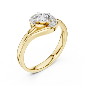 Bague de fiançailles solitaire en or massif 14K 18K avec diamant de laboratoire taille brillant rond DEF VVS, sertie pavé, à spirale, fabricant - Product Image 3