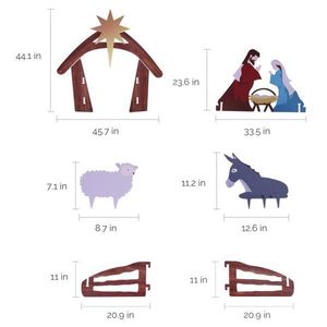 Decorazione Natalizia da Giardino in PVC 116*53*118cm, Scena della Natività Colorata per Esterni - Product Image 5