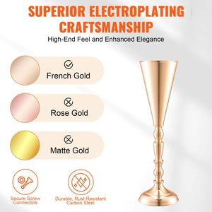 10 pezzi 43cm/16.9 'alta oro metallo tromba fiore di nozze vaso elegante per la decorazione della tavola - Product Image 3