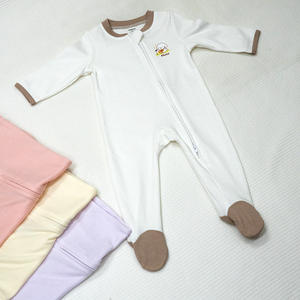 Tela de punto transpirable unisex 100% algodón orgánico ALB14 - Body de bebé con cremallera de manga larga para las 4 estaciones, conjuntos de ropa para bebé - Product Image 5