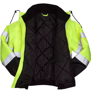 Best Seller Hi Vis Winter Hooded Canvas Reflective Breathable Workwear <b>Safety</b> Jacket Front Logo for Men's <b>Roadway</b> Night Work - Product Image 4