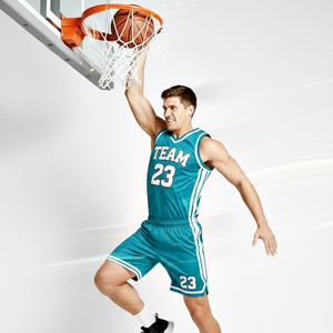 ชุดบาสเก็ตบอลสีฟ้า ชุดเสื้อกล้ามและกางเกงขาสั้น ยูนิเซ็กซ์ คุณภาพพรีเมียม ผลิตจากโพลีเอสเตอร์ 100% ระบายอากาศได้ดี แห้งเร็ว รับสั่งทำ - Product Image 1