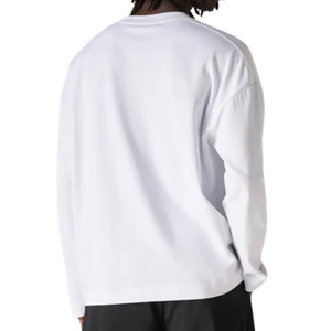 Camiseta Blanca de Manga Larga para Hombre con Logotipo Pequeño en el Pecho, Cuello Redondo, Algodón, Estilo Casual Urbano, para Uso Diario - Product Image 5