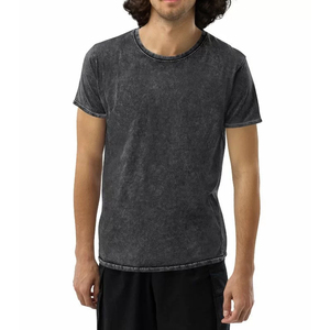 Wholesale Custom Logo Blank Acid Wash Men Slim Fit Vintage Style <b>Light</b> Weight 100% Cotton Quick Dry Breathable Casual Knitted - Product Image 1