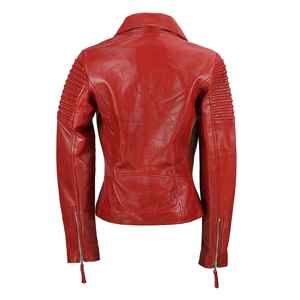 Best Selling 100% Genuine <b>Brown</b> <b>Leather</b> Women's Short <b>Jacket</b> Custom Logo Knitted Process Fashion Wholesale Short <b>Leather</b> <b>Jacket</b> - Product Image 4