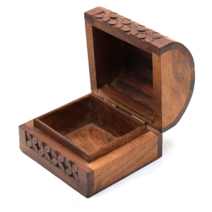 Caja de madera antigua ecológica con tapa con bisagras, tallada a mano, decorativa, para guardar objetos, tamaño personalizado, en venta. - Product Image 6