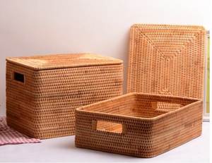 Cesta Rectangular de Ratán Simple y Duradera, Hecha a Medida, Artesanía Moderna Tejida a Mano, Ecológica, Multifuncional, para Organización y Almacenamiento Individual - Product Image 2